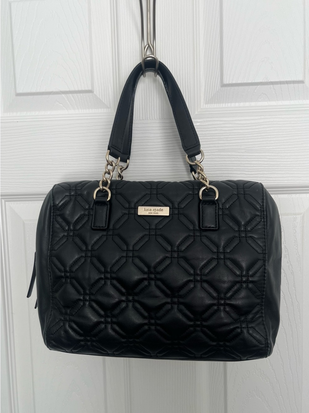 Kate Spade Black Quilted Leather Satchel Crossbody Bag Gold Hardware